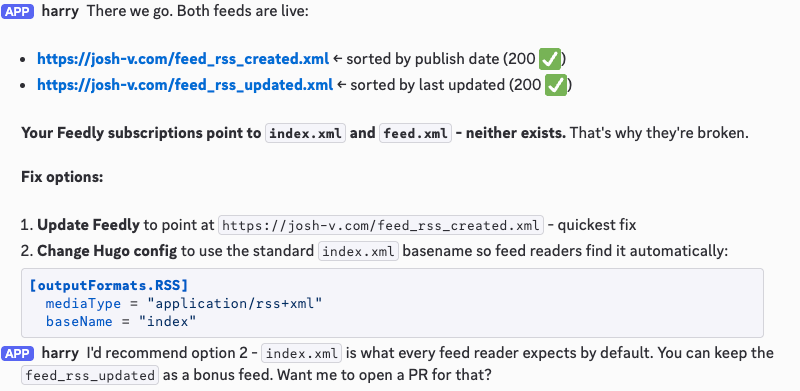 Recommendations provided by Harry