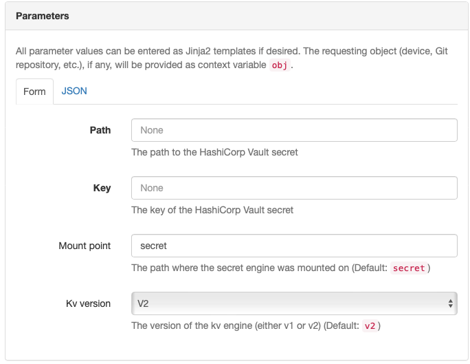 Nautobot Hashicorp Secret Parameters