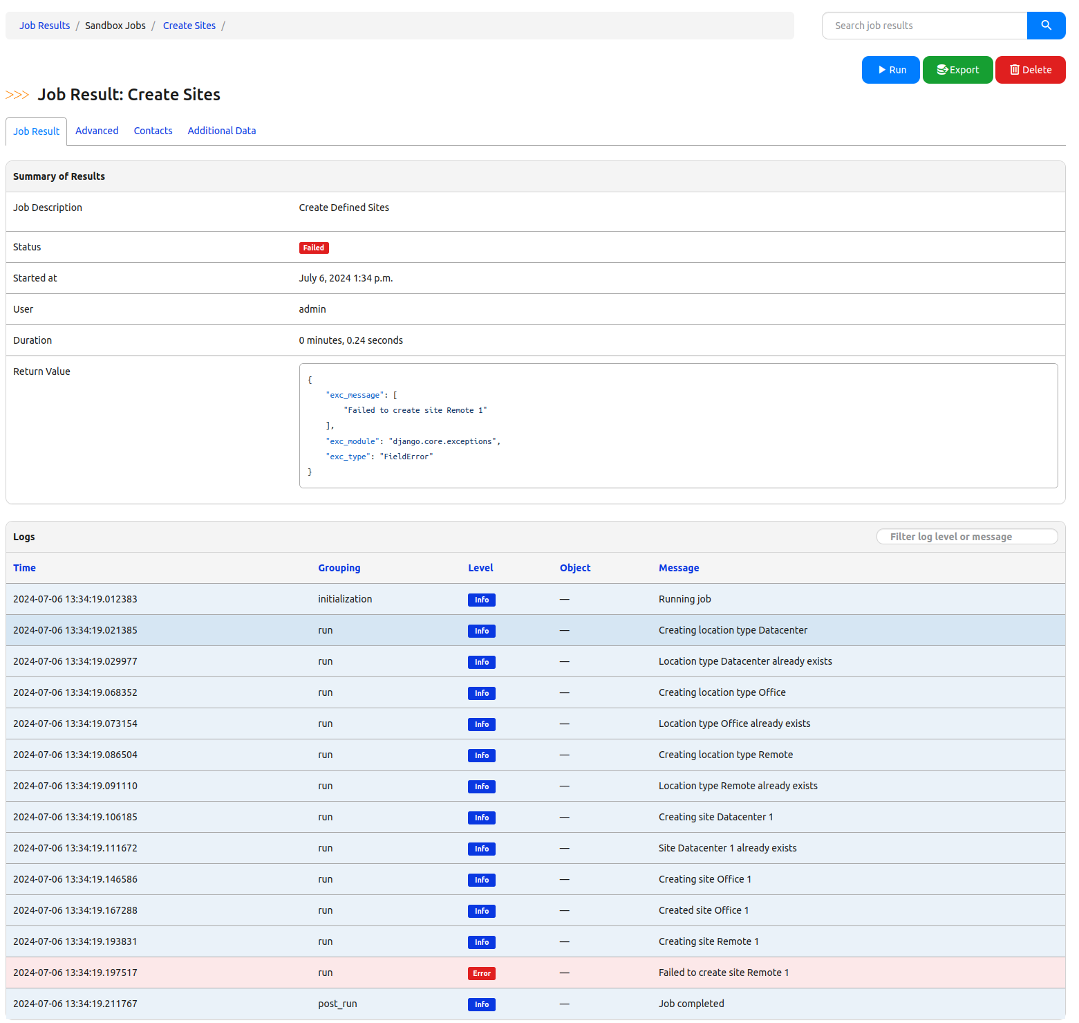 Atomic Job with failed task