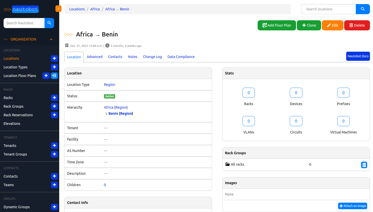 Nautobot Location with Button