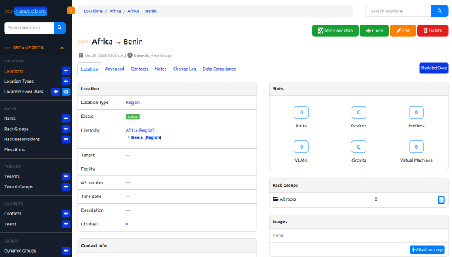 Nautobot Location with Button