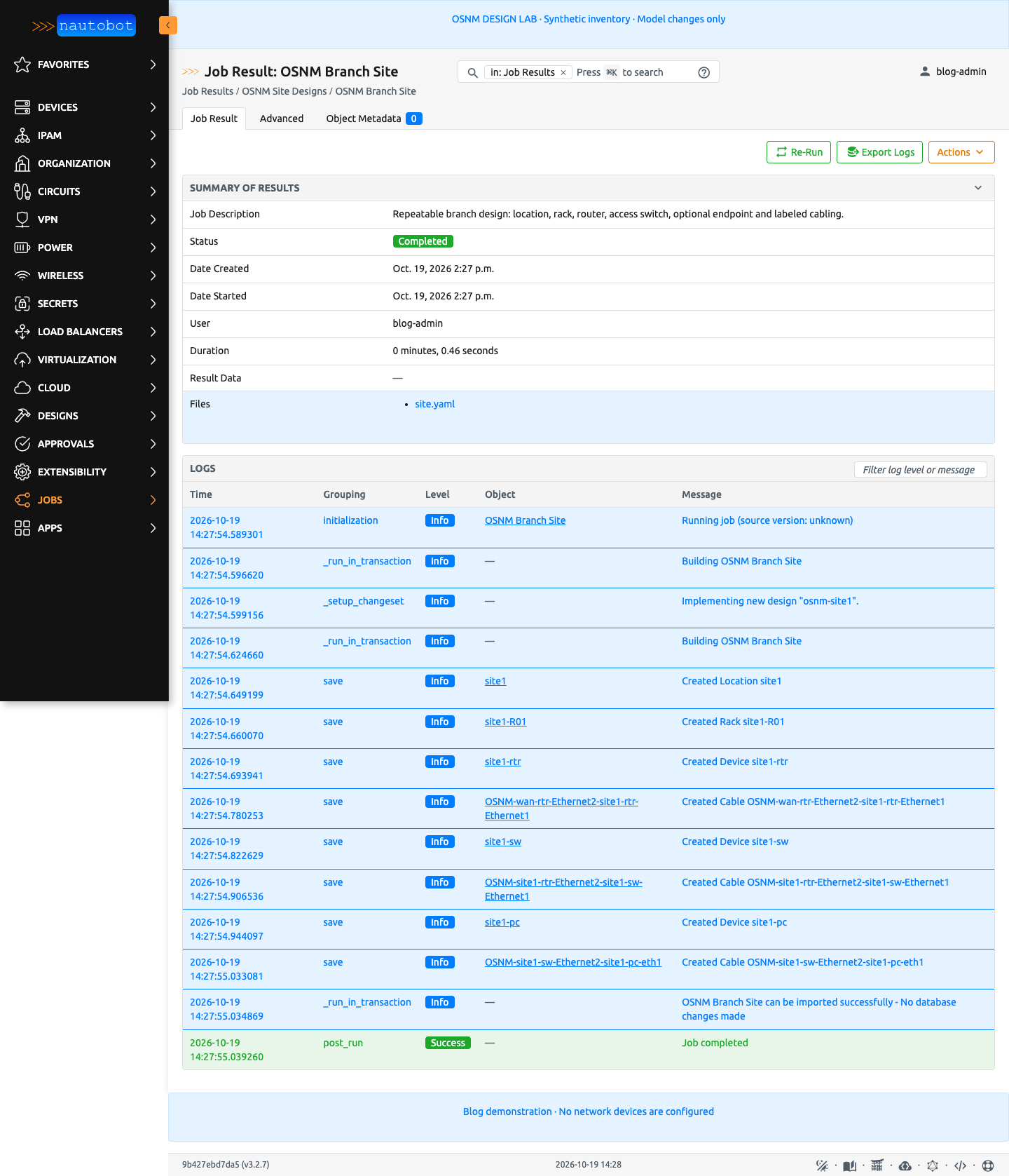 OSNM Design Builder dry-run result